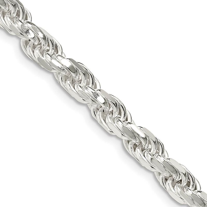 Men's 5.75mm Sterling Silver Solid D/C Rope Chain Bracelet, 9 Inch